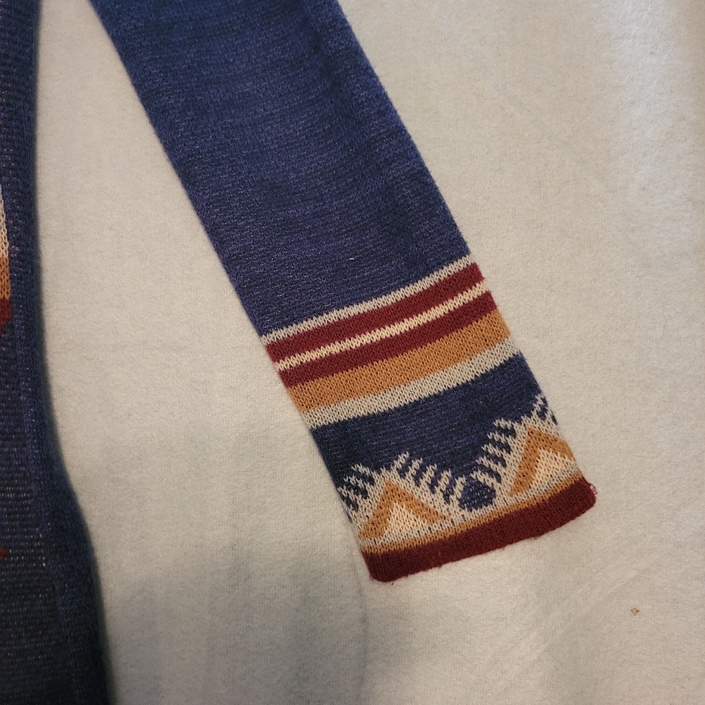 Billabong Women's Navy Blue Aztec Print Open Sweater Cardigan Size Small - Picture 4 of 6